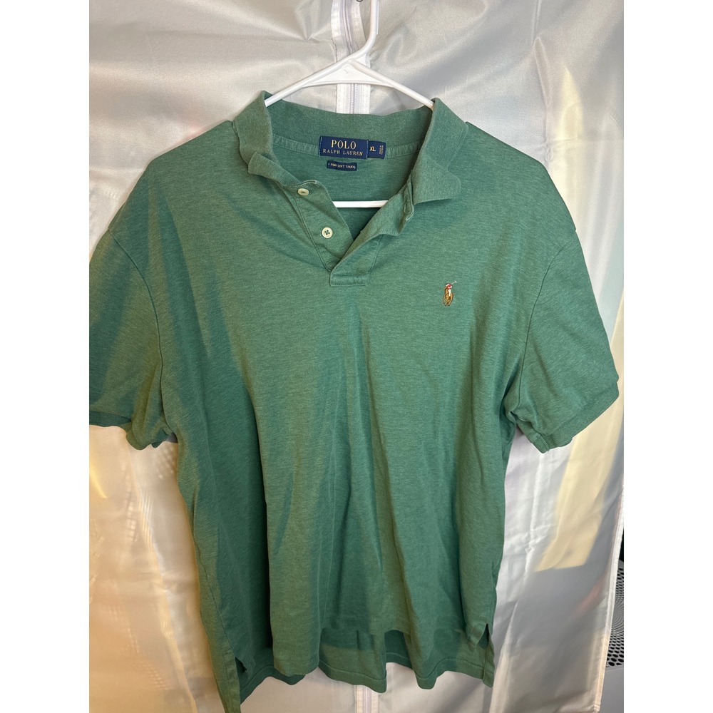 Polo Ralph Lauren Mens XL Pima Soft Touch Polo Shirt Green Heather Short Sleeve